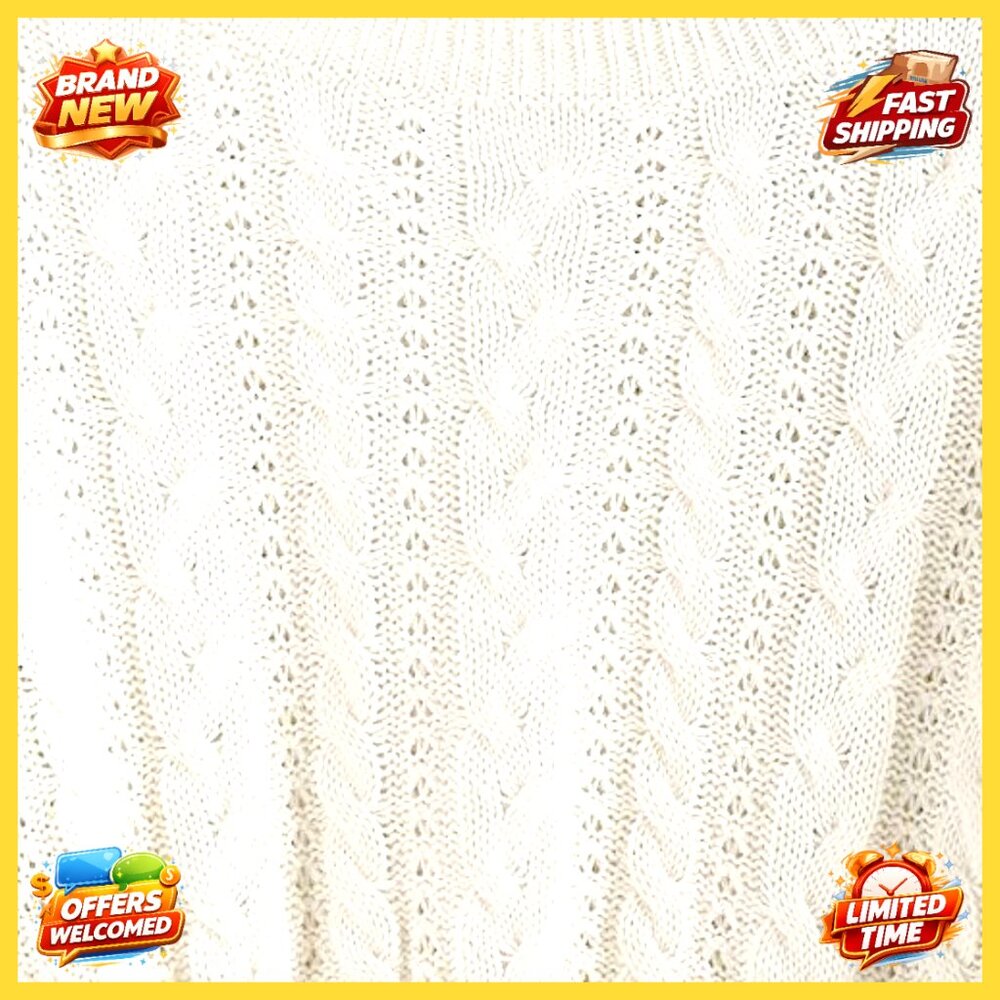 Crew Neck Cable Knit Pullover Cropped Sweater Sli… - image 6